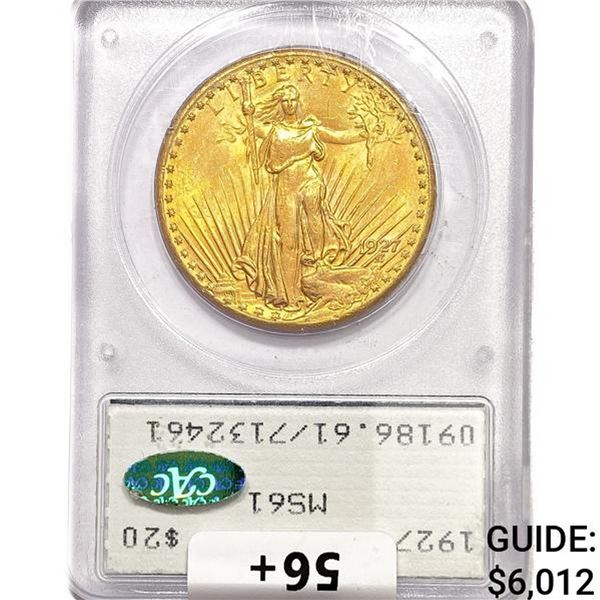 1927 CAC SG $20 Gold Double Eagle PCGS MS61