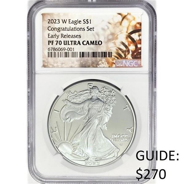 2023-W White Silver Eagle NGC PR70 UCam Gold Label