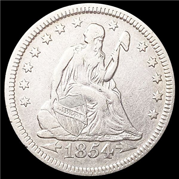 1854 Arws Seated Liberty Quarter CLOSELY UNCIRCULA