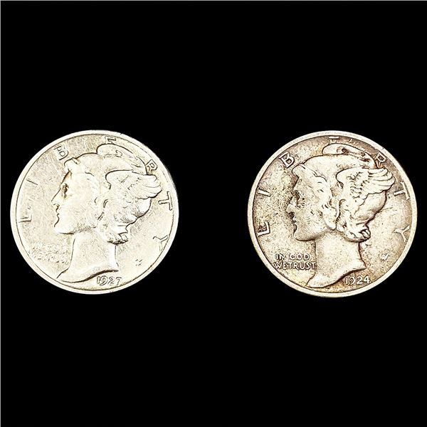 (2) Mercury Dimes (1924-S, 1927-S) NICELY CIRCULA