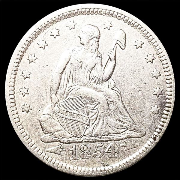 1854 Arws Seated Liberty Quarter CLOSELY UNCIRCULA