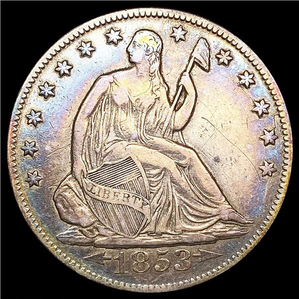 1853-O Arws & Rays Seated Liberty Half Dollar NEAR
