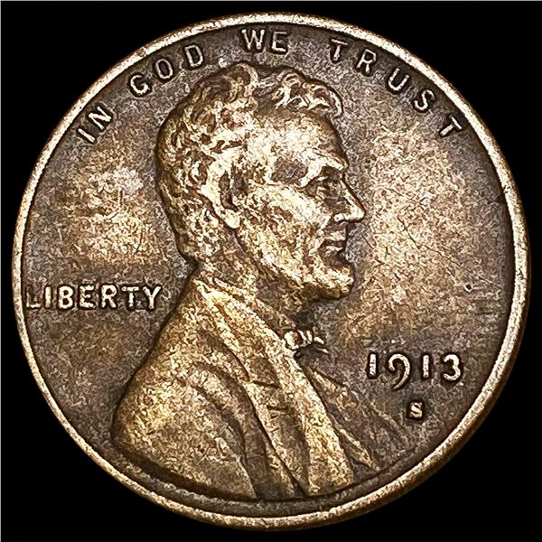 1913-S Wheat Cent NEARLY UNCIRCULATED