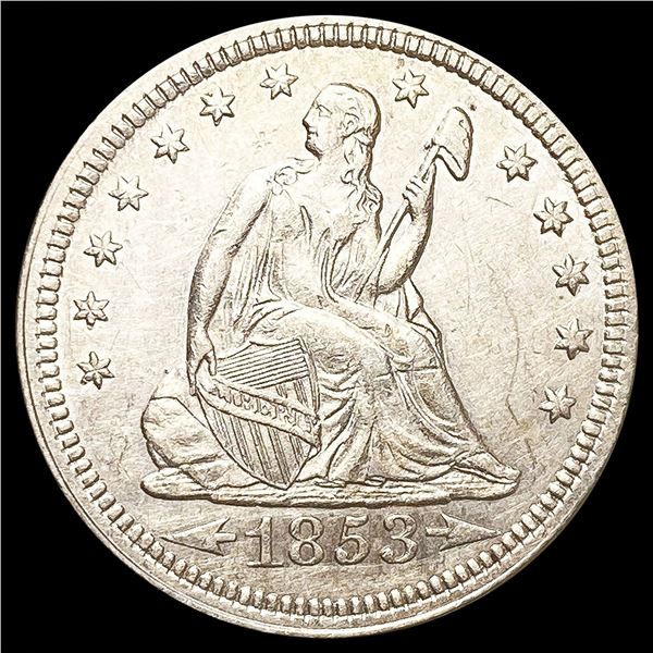 1853 Arws & Rays Seated Liberty Quarter UNCIRCULAT