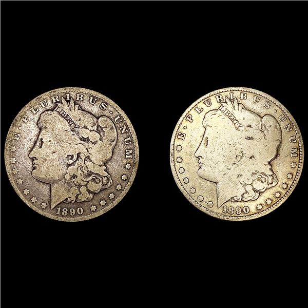 (2) 1890-CC Morgan Silver Dollars NICELY CIRCULATE