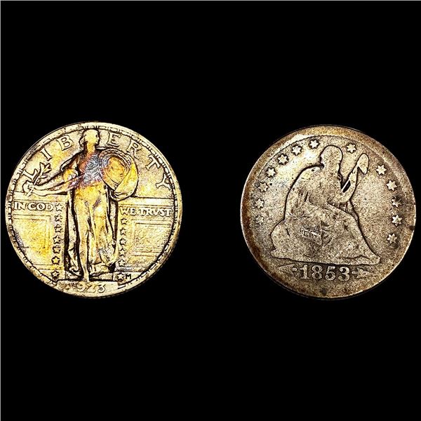 (2) Varied US Coins (1853-O, 1923) LIGHTLY CIRCULA