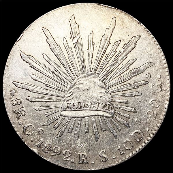 1892 Mexico Silver 8 Reales ABOUT UNCIRCULATED