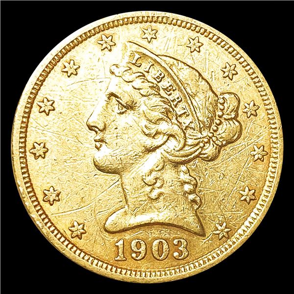 1903-S $5 Gold Half Eagle LIGHTLY CIRCULATED