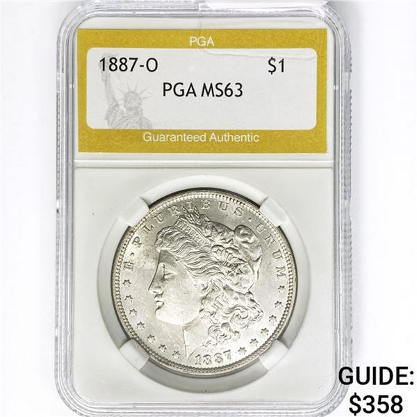 1887-O Morgan Silver Dollar PGA MS63