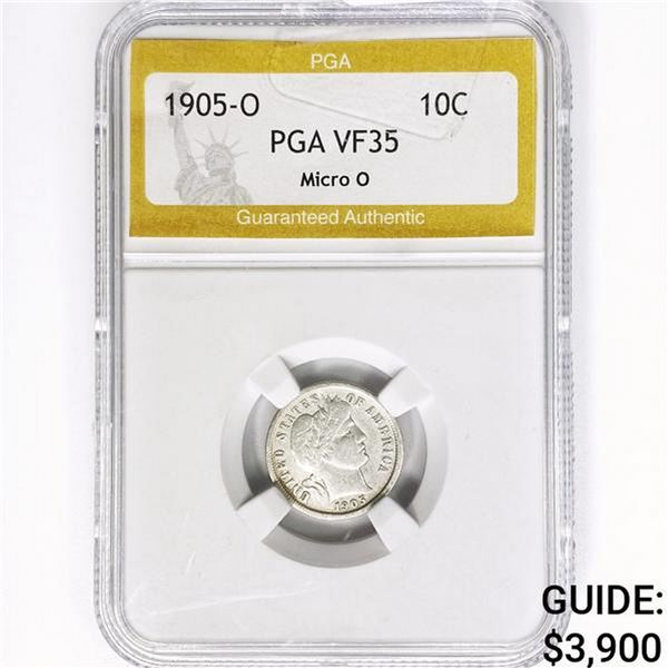 1905-O Barber Dime PGA VF35 Micro-O