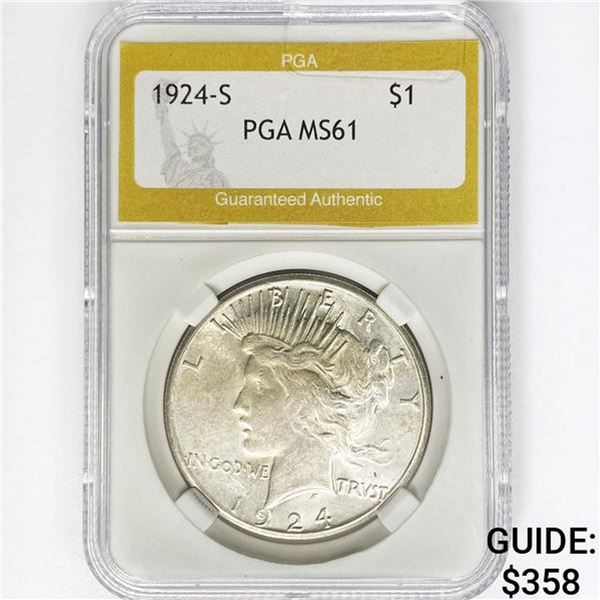 1924-S Silver Peace Dollar PGA MS61