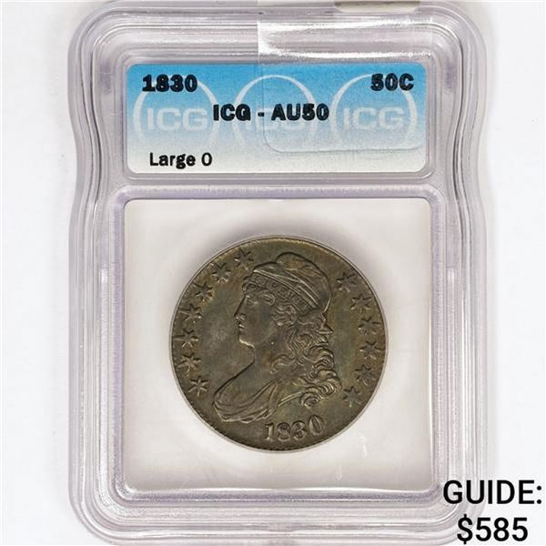 1830 Capped Bust Half Dollar ICG AU50 Lg 0