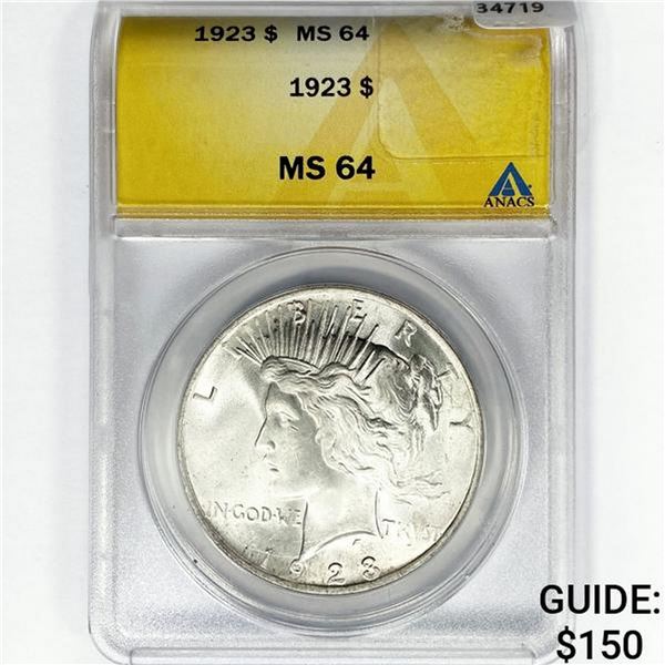 1923 Silver Peace Dollar ANACS MS64