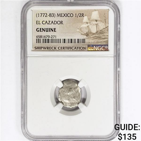 1772-83 Mexico SILV 1/2 Reales El Cazador NGC Genu