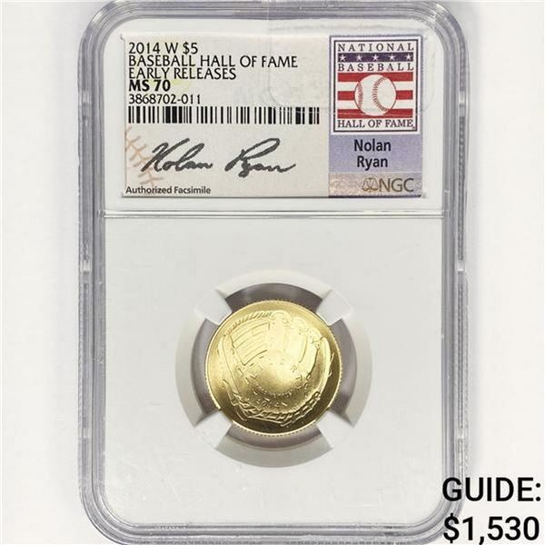 2014-W $5 Baseball HoF NGC MS70 1st Release