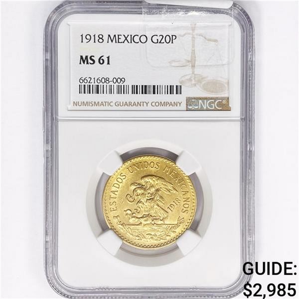1918 MX G20P .48oz Gold NGC MS61