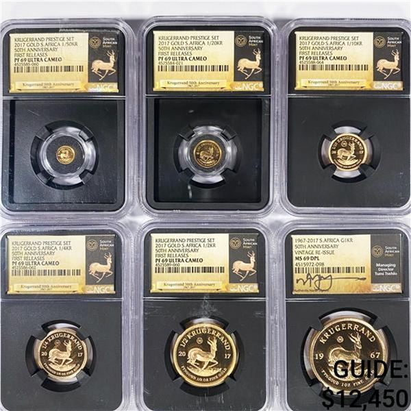 (6) 1967-2017 S. Africa Krugerrand 1.92oz Gold NGC