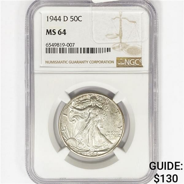 1944-D Walking Liberty Half Dollar NGC MS64