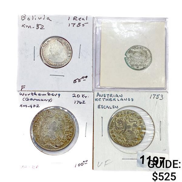 1651-1785 Varied Foreign Silver Coinage (4 Coins)