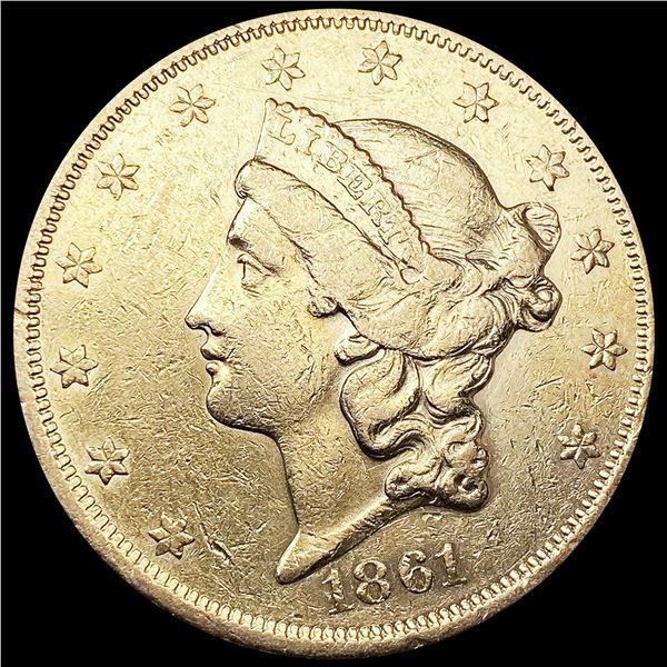 1861 $20 Gold Double Eagle ABOUT UNCIRCULATED