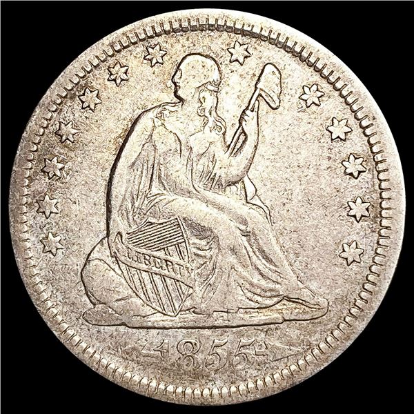 1855 Arws Seated Liberty Quarter NICELY CIRCULATED