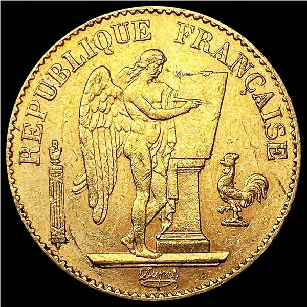 1893-A France .1867oz Gold 20 Francs CLOSELY UNCIR