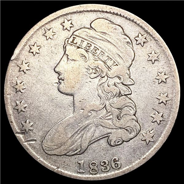 1836 Lett Edge Capped Bust Half Dollar LIGHTLY CIR