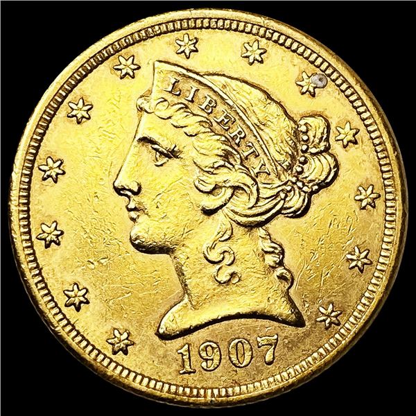 1907 $5 Gold Half Eagle UNCIRCULATED