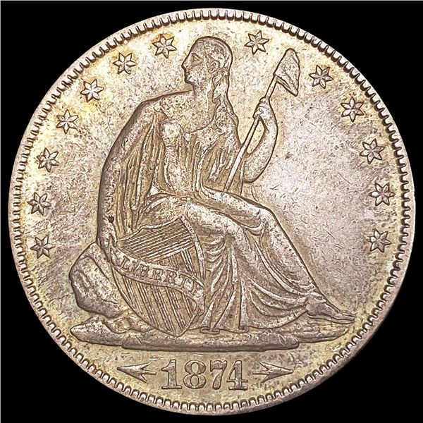 1874 Arws Seated Liberty Half Dollar NEARLY UNCIRC