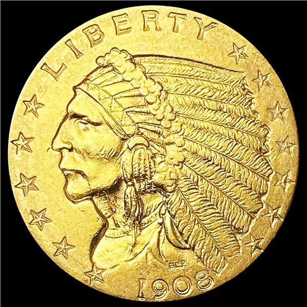 1908 $2.50 Gold Quarter Eagle CLOSELY UNCIRCULATED