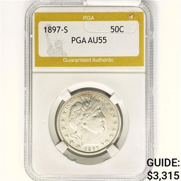 1897-S Barber Half Dollar PGA AU55