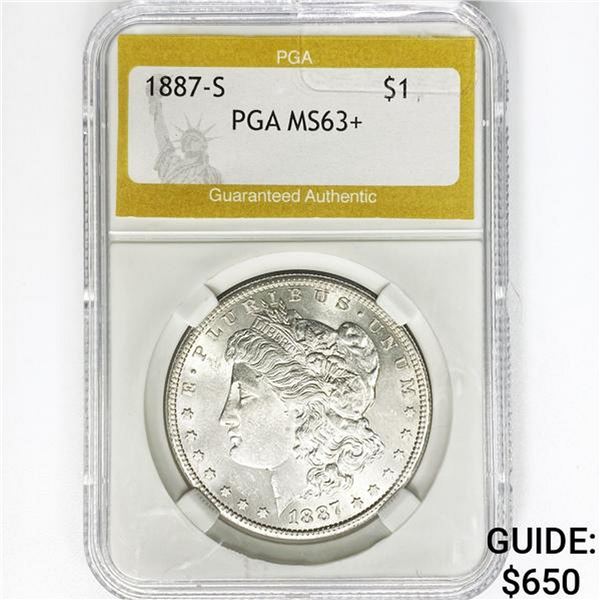 1887-S Morgan Silver Dollar PGA MS63+