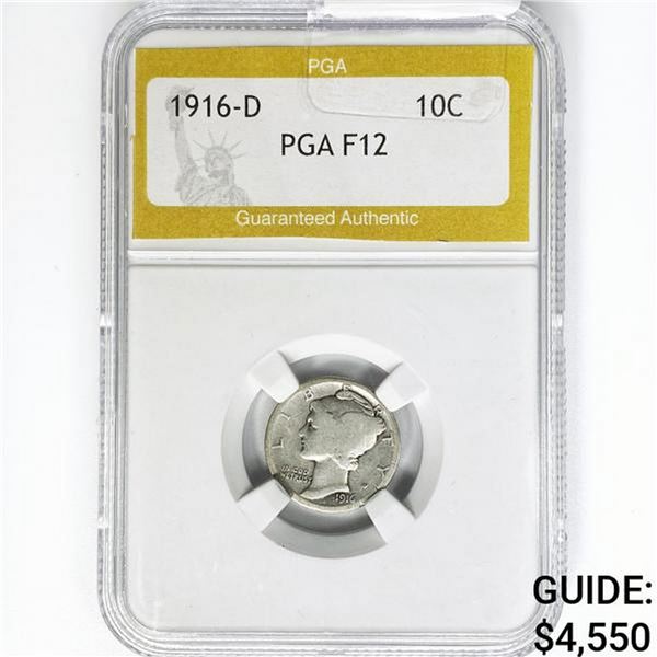 1916-D Mercury Silver Dime PGA F12