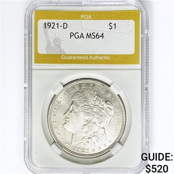 1921-D Morgan Silver Dollar PGA MS64
