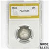 Image 1 : 1882 Seated Liberty Quarter PGA MS65
