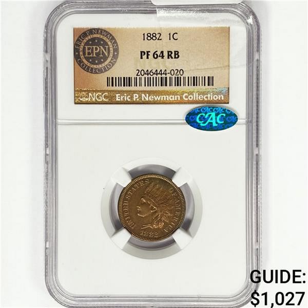 1882 CAC Indian Head Cent NGC PF64 RB Newman Coll.