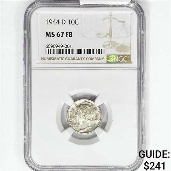 1944-D Mercury Silver Dime NGC MS67 FB