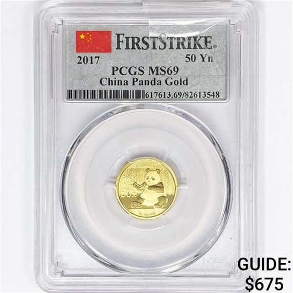 2017 China Panda 50 Yn .097oz Gold PCGS MS69