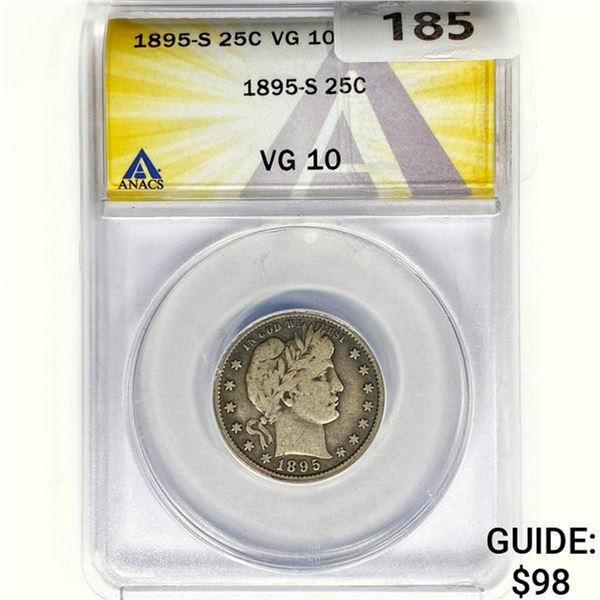 1895-S Barber Quarter ANACS VG10