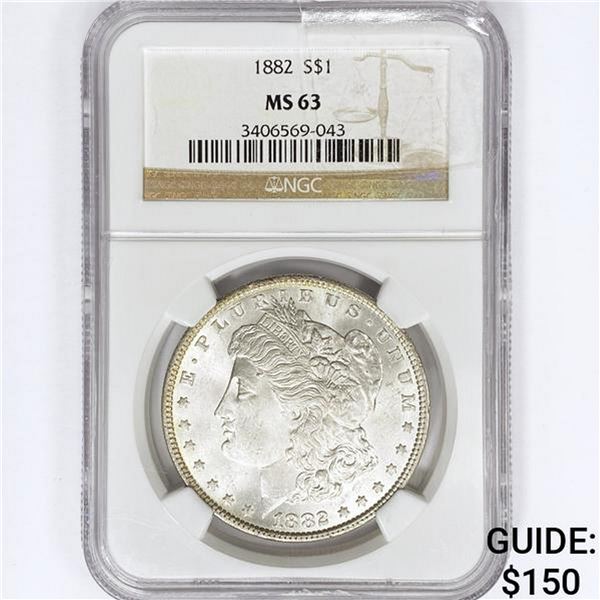 1882 Morgan Silver Dollar NGC MS63