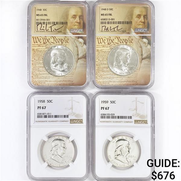 (4) Frank. 50C Incd Signed Tomaska NGC 1948-1958