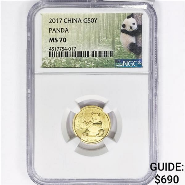 2017 China Panda 50 Yuan .0963oz Gold NGC MS70