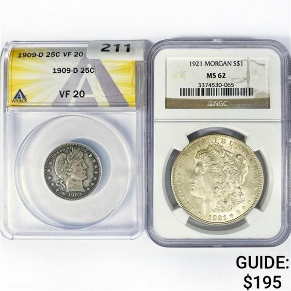 (2) M 1 25C, 1 $1 1909-1921