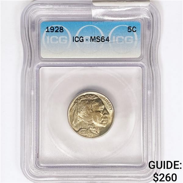 1928 Buffalo Nickel ICG MS64