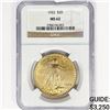 Image 1 : 1922 $20 Gold Double Eagle NGC MS62
