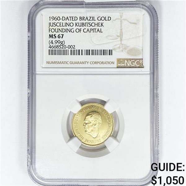 1960-Dated Brazil .176ozGold Juscelino K. NGC MS67