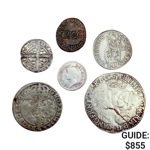 Varied Ancient & Foreign Coins w/ Silver (6 Coins