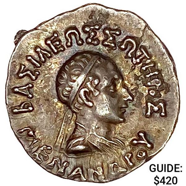 160-145 BC Greek Bactria Silver Drachm