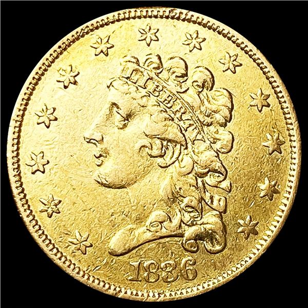 1836 $2.50 Gold Quarter Eagle LIGHTLY CIRCULATED
