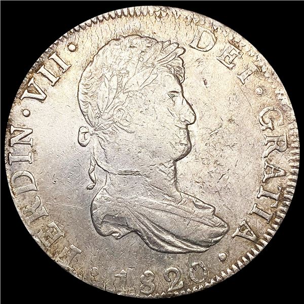 1820-Mo JJ Mexico Silver 8 Reales LIGHTLY CIRCULAT